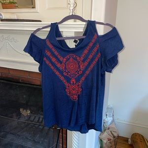 Lucky Brand shoulder-less blouse- L